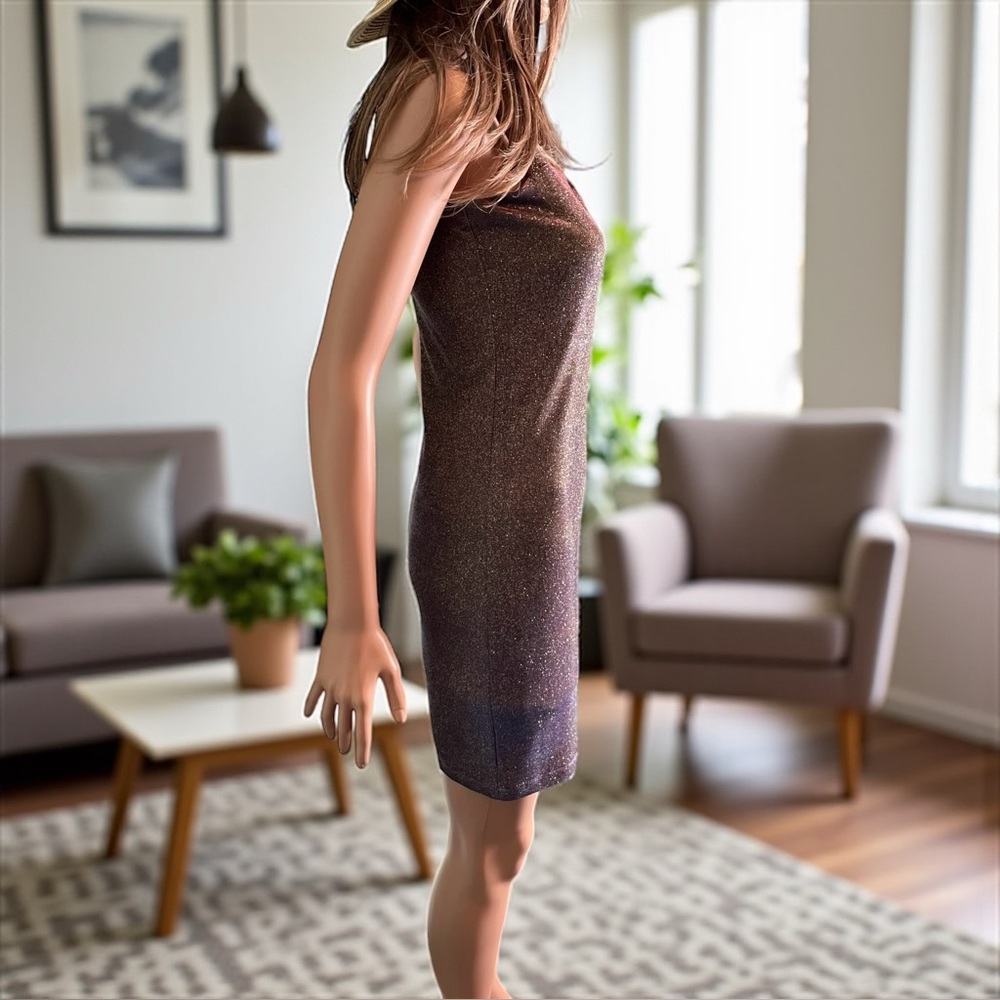 Bardot Sparkle Shimmer Bodycon Dress. Brown & Gold. New! Size 6 - Picture 6 of 8
